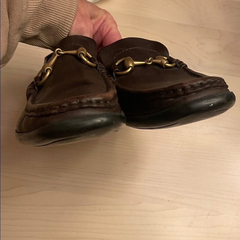Gucci Brown Leather Horsebit Loafers with Gold Hardware - Picture 4 of 10